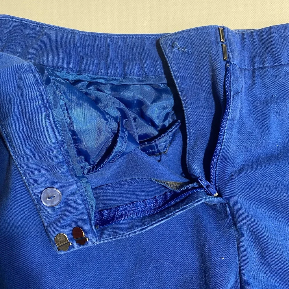 GOOD Size 1.5 Womens Chico’s Casual Chino Pants Cotton Spandex Blend Royal Blue